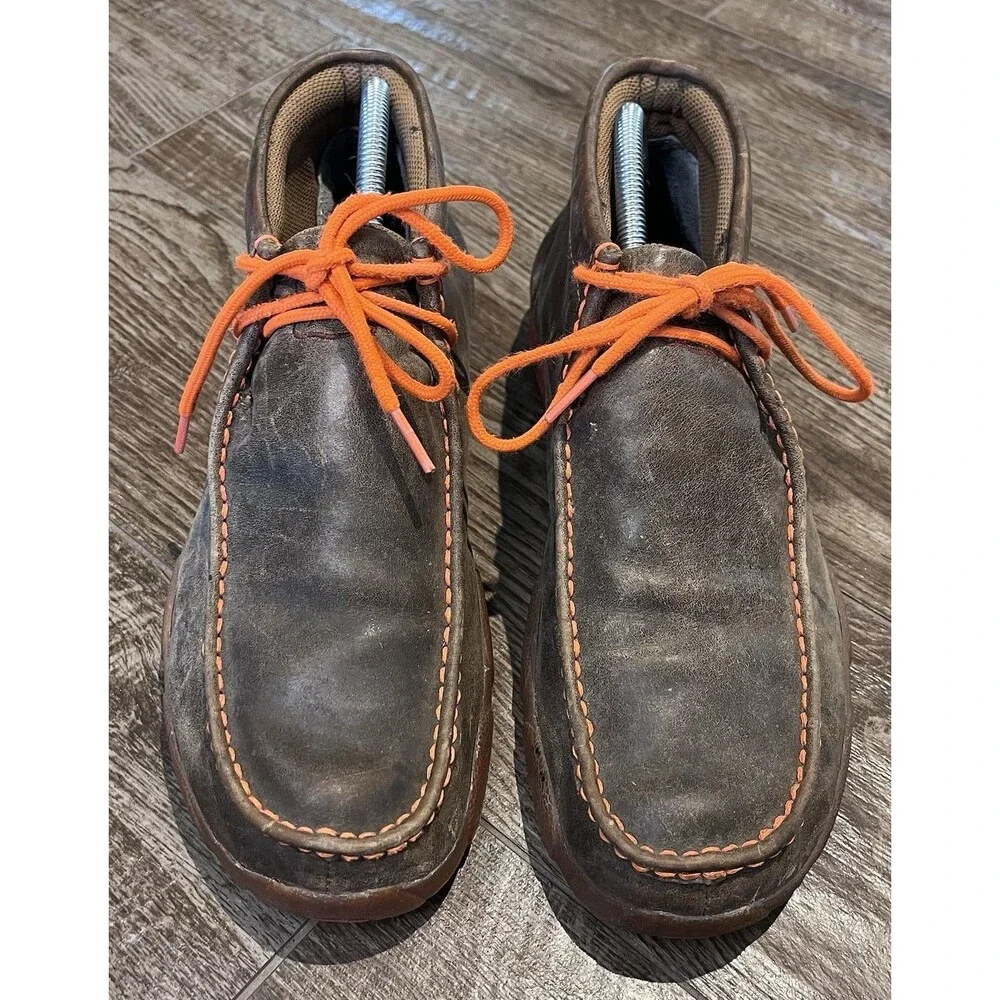 Twisted X Chukka Shoes Men's Size 9M Brown With Neon Orange MDM0019 Western Work